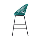 Ferrara Outdoor Patio Teal Faux Wicker Barstool Set, Durable PE Material, Ergonomic Design, Teal Wicker with Black Frame
