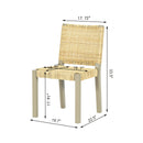 Farmhouse Modern Dining Chairs Set of 2-Solid Wood Rattan Backrest  Champagne Finish Indoor/Outdoor Versatility