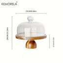 Acacia wood cake stand with glass dome – kitchen dessert display