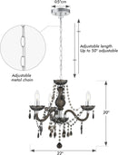 Black Small Crystal Chandelier Dimmable 3 Light Pendant