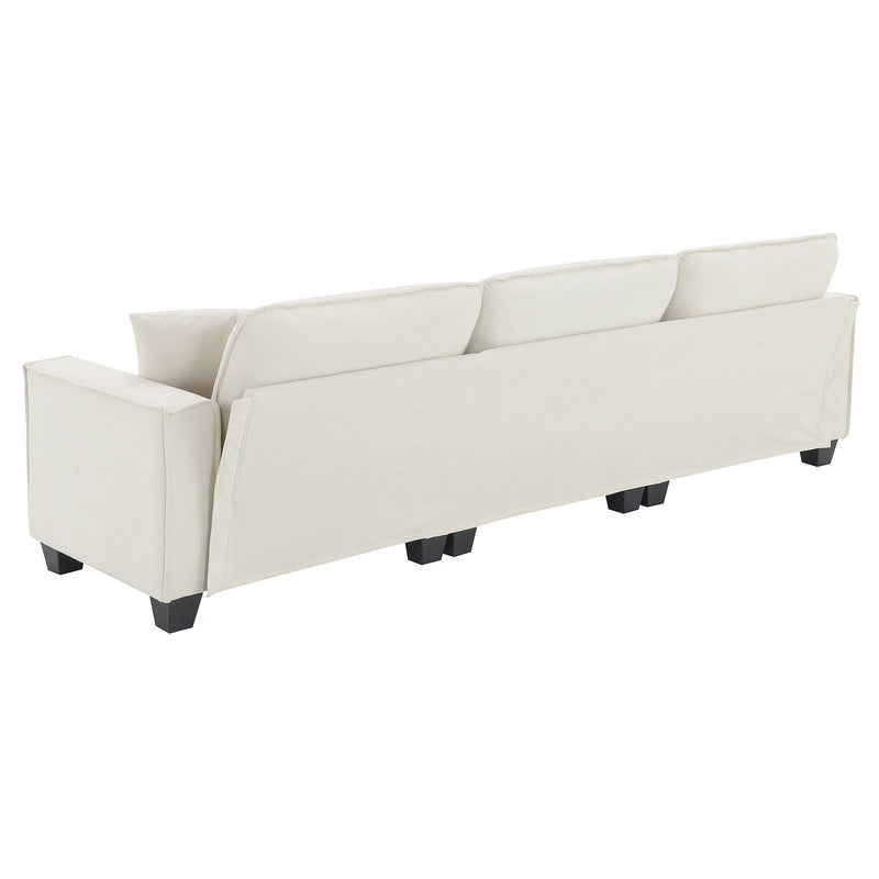 Walker Edison | Suede Modern Sectional L Shape Sofa with Ottoman