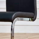 Table and chair set.63*31.4 Inch Pandora Patterned Sintered Stone Dining Table Set - 4 Black PU Chairs With Silver Metal Legs.Modern Light Luxury.Perfect For Dinner Room,Meeting Room,Kitchen,etc.