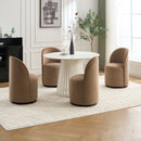 Set Of 1 Upholstered Kitchen & Dining Room Barrel Chair, Mid Century Modern Round Velvet Dining Chair, 360 Degree Swivel Comfy Armless Accent Makeup Vanity Side Chair for Bedroom Living Room
