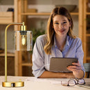Set Of 2 Gold Table Lamps With 2 USB Ports Dimmable