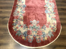 Oval Chinese Peking Rug 5x8, Pink, Floral, Vintage Chinese Wool Carpet