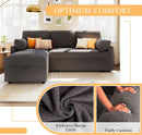 Grey Boucle Upholstered Convertible Sofa Bed Storage