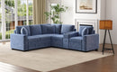 L-shaped Convertible Sofa Bed with Pull-Out Bed, Cup Holders, and Storage Space, Blue Chenille, 120.5'