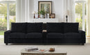 Modern 4-Seater Corduroy Sofa Couch with USB Ports and Hidden Storage in Black