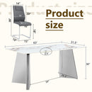 Table and chair set.63*31.4 Inch Luxurious Cold Jade Sintered Stone Dining Table Set- 4 Dark Gray High-quality PU Chairs With Arched Silver Metal Legs.Perfect For Dinner Room,Meeting Room,Kitchen,etc.