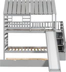 Twin Over Twin Bunk Bed With Slide For Kids Room Decor