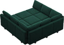 Luxurious Emerald Green Velvet Modular Sleeper Sofa