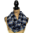 Smokey Grey, Dusty Blue, Black, and White Luxe Collection Plaid Infinity and Blanket Scarves