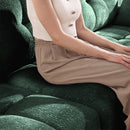 Ergonomic Single Seater Sofa with Ottoman, High-Resilience Support Cushions, Modern Lounge Chair, Green Chenille