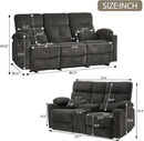 Power Reclining Sofa Set With Massage And USB Ports