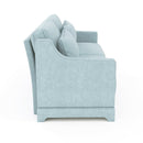Elegant Two-Seater Chenille Fabric Sofa with Ergonomic Design and Lumbar Pillows in Sky Blue