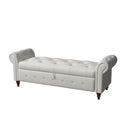 63' Bed Bench Beige Fabric