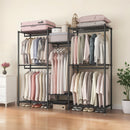 Heavy Duty Garment Rack With 8 Adjustable Wire Shelves and 5 Clothes Rails, Freestanding Closet Organizer, Black Metal