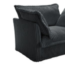 Slip-covered Armchair with 1 Big Back Cushion and 2 Big Toss Pillows, Single Deep Seat Comfy Single Couch Sofa Multiple Large Soft Pillows, Grey  Corduroy Fabric