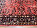 Indo Sarouk Rug 10x14, Vintage Indian Persian Area Rug 10 x 14, Wool Hand-Knotted Oriental Carpet, Red Floral Allover Large Rug, Beautiful