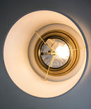 Moderne Flush Mount Conversion Kit 18"w Island Paradise Blue Shallow Drum Lampshade