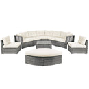 Patio Furniture Set Outdoor Daybed Rattan Sectional with Cushions and Center Table, Beige, Iron & Rattan, Multiple Sizes
