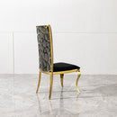 Dining Chair (Set of 2) With Unique Backrest Stainless Steel Legs - Gold