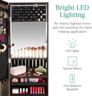 LED Mirror Jewelry Cabinet Lockable Espresso Armoire