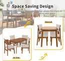 Brown Beige Space Saving Solid Wood Dining Set Chairs