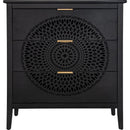 3 Drawer Cabinet with Hollow-Carved 3 Drawer Dresser Storage Chest with Metal Handles For Entryway Living Room Bedroom