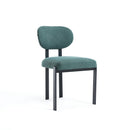 Modern Dining Room Chairs Set of 2, Mid-Century Upholstered Boucle Kitchen Dining Chairs with Black Metal Legs
