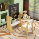 Kids Table Set with One Chair, Multifunctional Wooden Children Study Table-Convertible Tabletop for Study, Drawing & Play, Natural