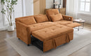 2-in-1 Sofa 82' Three-seater Sofa with Sofa Bed and Reversible Recliner, Orange Chenille