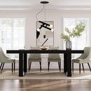 Dining Table 86.6 Inch Rectangular Wood Brown and Black Seats 8 to 10