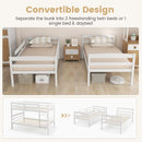 White Twin Over Twin Bunk Bed With Integrated Ladder