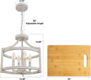 Distressed White 4 Light Farmhouse Chandelier Convertible Mount