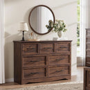 Walnut Farmhouse Dresser 7 Drawers Metallic Handles