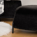 Upholstered 2-Piece Storage Ottoman Set with Metal Legs, Faux Fur, Black, 29.9' Wide
