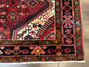 Persian Hamadan Rug 4x7, Tribal Village Malayer Carpet, Red and Ivory, Bohemian Antique
