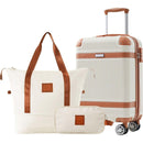 Hardshell Luggage Sets 3 Piece Carry-on Suitcase Double Spinner Wheels with TSA Lock for Men Women, White (20in)