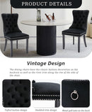 Black Velvet Tufted Dining Chairs With Nailhead Trim Set of 2