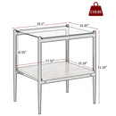 Modern Rectangle End Table (Set of 2) With Tempered Glass Tabletop And Layer - Brown