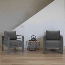 All-Weather Outdoor Metal Armchair Set with Cushions
