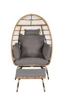 Wicker Egg Chair,Rattan Egg Chair Indoor Outdoor,Oversized Large Egg Chairs 600lbs with Ottoman and Thick Cushions for Porch, Backyard, Balcony