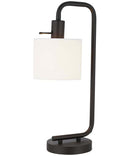Catalina 19"H 1-Light Down Bridge Oil Rubbed Bronze Finish Table Lamp with White Linen Drum Shade