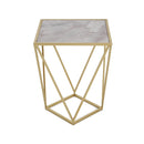 CREATIVE SIMPLE GLASS SIDE TABLE,GOLD+WHITE COLOR