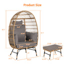 Wicker Egg Chair,Rattan Egg Chair Indoor Outdoor,Oversized Large Egg Chairs 600lbs with Ottoman and Thick Cushions for Porch, Backyard, Balcony