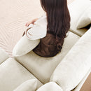 Elegant Four-Seater Sofa with Movable Ottoman and Lumbar Pillow, Beige Chenille Fabric, Solid Wood Frame, Ergonomic Design