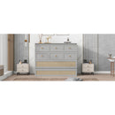 Queen Murphy Bed with Large Drawers,Gray