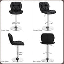 Set Of 2 Modern Adjustable Black PU Leather Bar Stools
