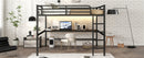 Metal Queen Size Loft Bed with Power Outlet and LED Lighted, Space-Saving, Noise Reduced, Black